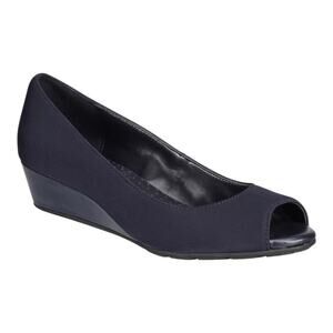 Bandolino Women's Candra Low Wedge Peep Toe Dress Pumps Navy Size 9